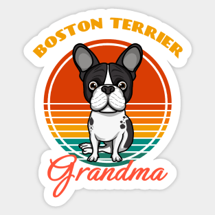 Boston Terrier Grandma Dog puppy Lover Cute Sunser Mother's Day Sticker